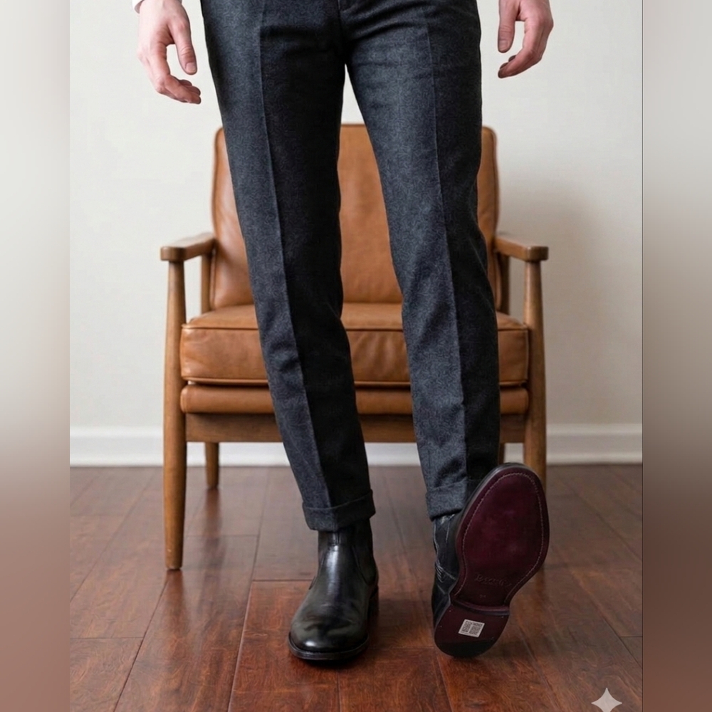 Men's Black Haynes Boots with Wine Colored  Sole